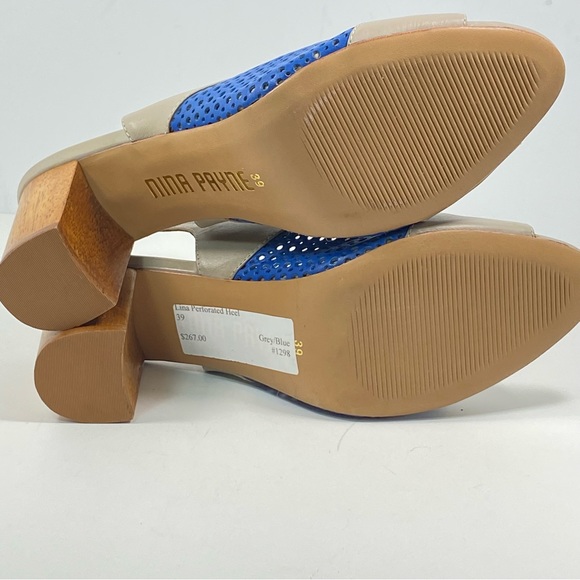 Anthropologie Nina Payne 8.5 9 Slingback Sandal Lina Heels Blue Leather EU 39 - Picture 9 of 11